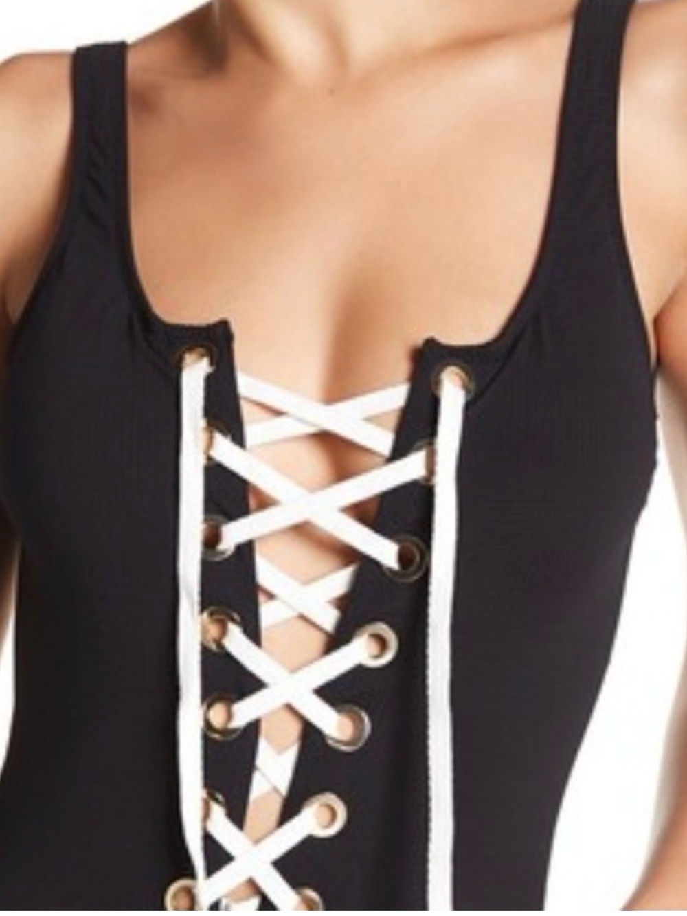 Derek Lam 10 Crosby Black Lace-Up One Piece Swimsuit